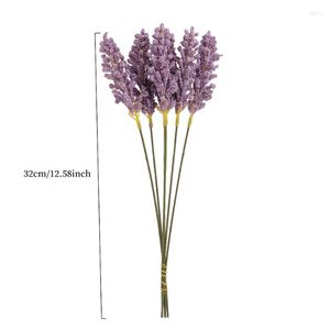 Dekorativa blommor 6pc Real Touch Plastic Lavender Artificial Wedding Bouquet Fake Home Decor Favors Quality Office Plants