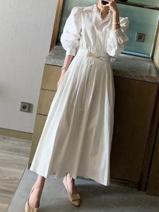 Повседневные платья женское весеннее миди-белое платье с длинным рукавом элегантная вечеринка vestidos Женская мода Slim Overwear Одежда