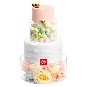 Confezione regalo Tabellone per torta in acrilico Tondo Vassoio trasparente Stand Base ricaricabile Strumenti per la decorazione di feste fai-da-te Decorazioni per matrimoni 230619