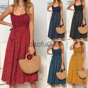 Casual Dresses Sexy Summer Sleeveless Slip Dress Women Strapless Bow Button Loose Bandage Pleated Polka Dot Sundress Casual Backless Vestidos J230619