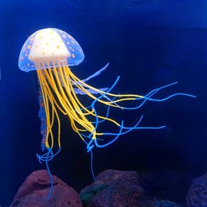 Dekorationer Fish Tank Luminous Simulation Jellyfish Silicone Fluorescerande Fake Aquarium Landscaping Decoration 230619