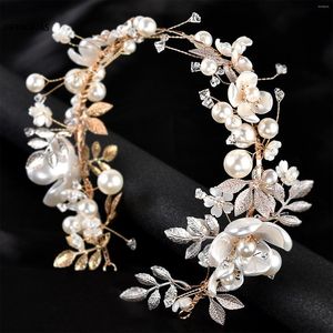 Hair Clips Bridal Tiara Headwear Pearl Crown Princess Wedding Pear Flower Headband Jewelry Accessories