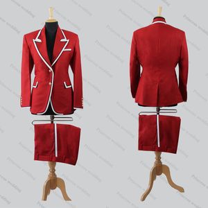 Fashion Spring Autumn Women Red Blazer Suits Sets New Office Lady Jackets Pants 2 Pieces Custom Made