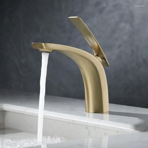 Rubinetti per lavabo da bagno Rubinetti moderni per lavabo in acciaio inossidabile nichel spazzolato Miscelatore monocomando monocomando in ottone freddo nero