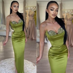 Elegant Green Prom Dresses Sequins Sweetheart Sleeveless Party Evening Gowns Pleats Formal Long Special Occasion dress