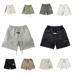 Shorts unissex de grife, shorts esportivos estampados com letras, essen essentail, shorts esportivos casuais soltos estilo oversize com cordão na altura do joelho.