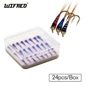 Приманки приманки wifreo 24pcs perdigon nymph -джиг мух маленькие бисеты летают радужная коричневая форель.