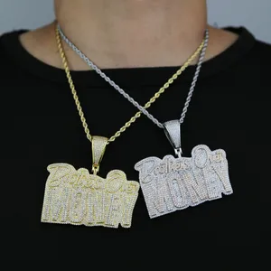 Beliebte Buchstaben-Anhänger-Halskette für Damen und Herren, bling 5A Kubikzirkon gepflastert, Hip Hop, bestes Geschenk, Schmuck