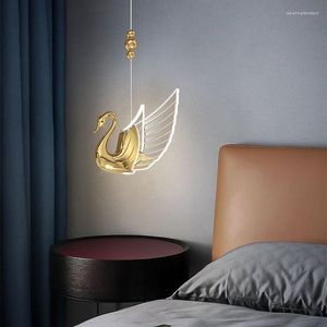 Pendant Lamps Nordic LED Light Modern Swan Shape Chandeliers Hanging Lamp Indoor Lighting Home Decor Living Room Bedroom Fixture