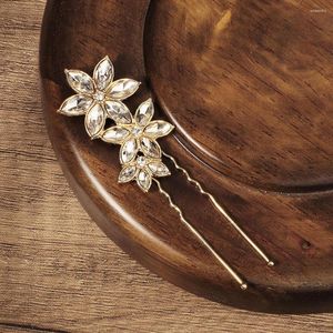 Haarspangen Brida Hochzeit Kopfschmuck U-förmige Pin Strass Blume Po Zubehör für Frauen