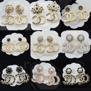 2023 Luxury Brand CC Earring Classic Retro Women's Earrings Designer Natural Pearl&Crystal S925 Silver Earrings Jewelry