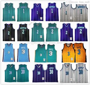 Mitchell and Ness 1992-93 Basketball 2 Larry Johnson Jersey Retro Ed 33 Alonzo Mourning Tyrone Msy Bogue Dell Curry Jerseys White Green