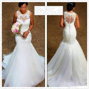 Sexy Mermaid Plus Size Gowns Country African Vintage Empire Waist Wedding Dresses With Beads Wedding Bridal Vestido de novia248M