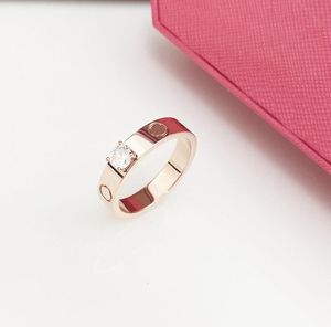 Rose Gold Womens Diamonds Pierścienie Klasyczne pary Pierścienie Pierścionki Luksusowe wspornik wiertarki pierścionek
