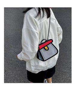 Day Packs Cartoon Canvas Bag Ny Anime Cute Graffiti Cartoon Bag Popular Design Women's Chain Messenger Bag
