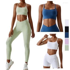 Active Sets Women Fitness Set Quick Dry Nylon Spandex Bra Shorts Leggings Pants Activewear4 Piece Gym Suit Sports Outfit Lady Sportswear