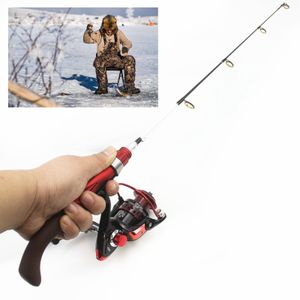 Varas de pesca de barco 65 cm vara de pesca no gelo de inverno carretel combos conjunto de equipamentos de pesca de vara de barco cabo curvo truta de inverno portátil vara de gelo giratória 230619