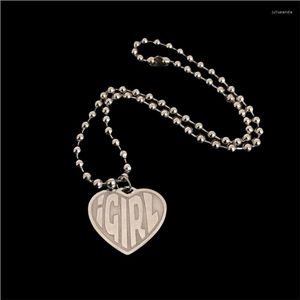 Pendant Necklaces IGIRL Goth Stainless Steel Heart Necklace Heavy Duty High Polished Streetwear Chain Choker Metal Grunge Aestheti Collar