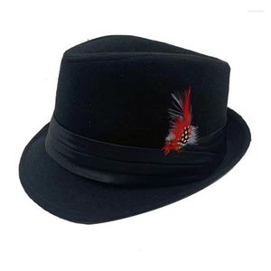 Berets Vintage Wide Brim Cowboy Hat Casual Jazz Cap Top подарок для отца дядя