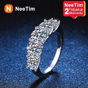 Solitaire Ring NeeTim 3.6ct D Color Rings for Women Wedding Jewely with GRA 925 Sterling Sliver Plated 18k White Gold Band 230617