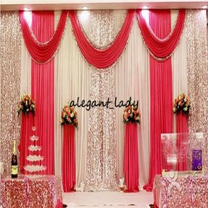 3m 6m wedding backdrop swag Party Curtain Celebration Stage Performance Background Drape With Beads Sequins Edge 5 colors abailabl235q