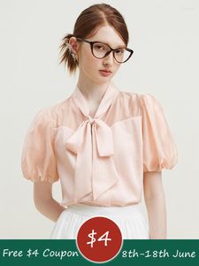 Kvinnors blusar fsle fransk stil mild vind söt rosa kortärmad skjorta för kvinnor sommar chic bågband v-hals topp kvinna