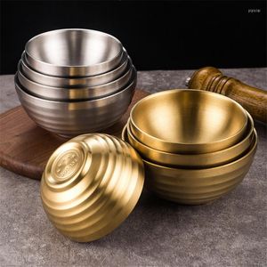 Bowls Double Layer Anti-Scalding Stainless Steel Bowl Korean Ramen Soup Noodle Fruit Creative Container Kitchen Tableware