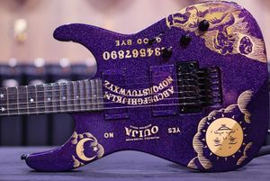 Raro LTD KH-2 Ouija Metallic Purple Kirk Hammett Signature Electric Guitar Reverse Headstock, Floyd Rose Tremolo, hardware preto Star Moon Inlay China EMG Pickups
