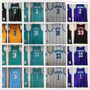 Mitchell i Ness 1992-93 Basketball 2 Larry Johnson Jerseys Ed Green Chris Paul Tyne Msy Curry Alonzo 33 Mourning Jersey 1996-97