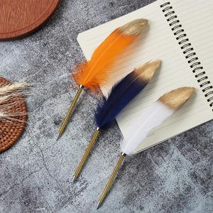 1Pc Retro Feather Ballpoint Pen Signature Pens Spray Gold Writing Tool Novelty Christmas Gift School Office Stationeries Supply