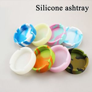 Silicone Ashtray Rubber Round Cigarette Container Jar Ash Cigarette Tray Tobacco Plate Luminous Camouflage Circular Ashtray Smoking Cup Holder DHL