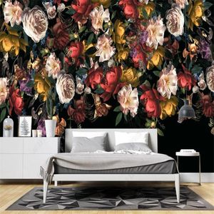 Duvar kağıtları Amerikan retro çiçek özel duvar kağıdı pastoral gül çiçek oturma odası yatak odası dekor duvar kağıt ev duvar papel tapiz