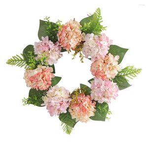 Decorative Flowers Modern Farmhouse Wreath Round Artificial Flower High Simulation Decoration Spring Summer Fake Hydrangea