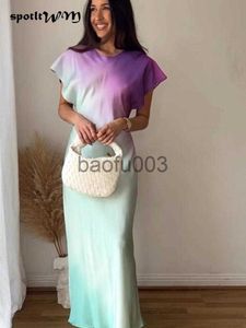 Casual Dresses Elegant Women Tie-dyed Long Dresses Fashion Summer Sleeveless Slim Sweet Vestidos Female High Street O-neck Mid-calf Outwear J230619