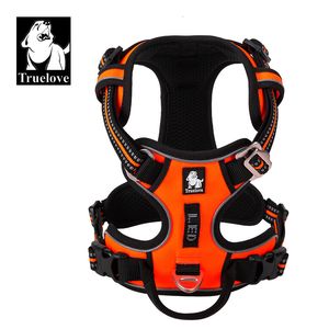 Hundhalsar Leases Truelove Pet Reflective Nylon Harness Inget drag Justerbart medium Stor stygg Vest Safety Vehicle Lead Walking Running 230619