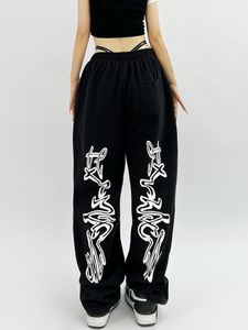 Damenhosen Capris HOUZHOU Hip Hop Gothic Schwarze Jogging-Jogginghose Übergröße Y2K Grunge Kpop Baggy-Hose Harajuku Grafik Sporthose mit weitem Bein 230619