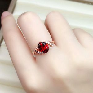 Cluster Rings Imitation Ruby Oval Open Ring Women's Fashion