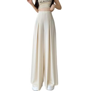 Damen-Hose aus Chiffon mit hoher Taille und weitem Bein, lockere Palazzo-Maxi-Langhose, Hose SMLXL