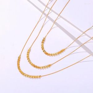 Kedjor Miqiao Real 18K Gold Necklace Pure AU750 Chopin Classic Wheat Chain Design för kvinnor Fina smycken gåva NE016
