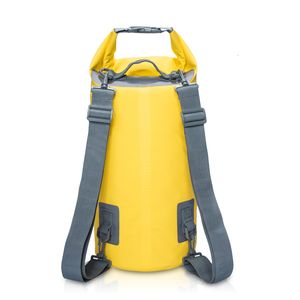 Açık Torbalar Çift Kemer PVC Su geçirmez çanta 5L 10L 20L Yüzme Dalış Sıkıştırma Depolama Kuru Unisex Kayak Sırt Çantası 230619