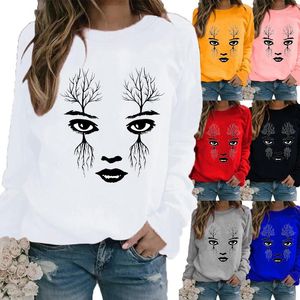 Kadın Tişörtleri Sonbahar ve Kış Kızlar Giyim Baskılı Grafik Tee Sıradan Gömlek Bayanlar Motion Uzun Kollu Moda Yuvarlak Boyun Buzları