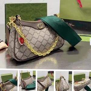 designer bag Underarm Hobo Bag Crescent Moon Handbags Luxury Designer Women Strawberry Letters Shoulder Bags Adjustable Red And Green Shoulder Straps Purse Wallet