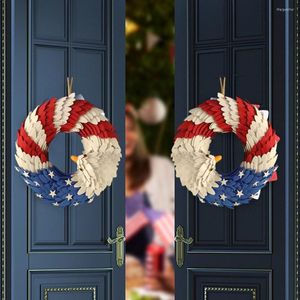 Pingente de guirlanda de flores decorativas à prova de arranhões de longa duração bandeira americana guirlanda decoração de porta do festival do dia da independência