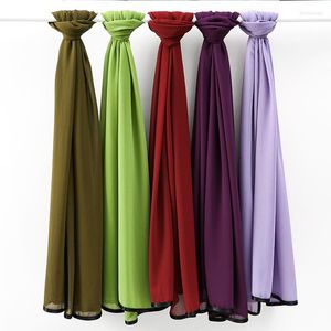 Sciarpe 2023 Donne Pianura Bolla Chiffon Hijab Sciarpa Solido Scialli Avvolge Fascia Morbido Musulmano Testa Lunga Georgette Hijab