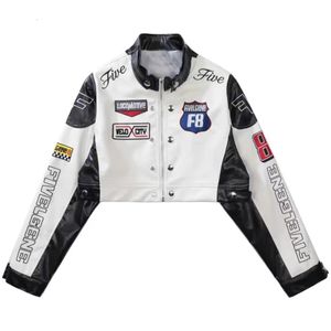 Giacche da uomo Giacca in pelle americana Cappotti da uomo Vintage Hip-Hop Streetwear Harajuku Y2k Giacca da corsa da donna gotica Bomber Cappotti corti 230619