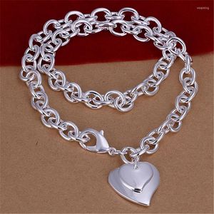 Chains For Women Men Beautiful Fashion Elegant Silver Color Charm Chain Heart Pendant Pretty Lovely Lady Necklace Jewelry N252