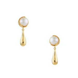 INS French Unique Inlaid Pearl Droplet Pendant Earstuds For Women's Design Simple Fashion Charm Jewelry