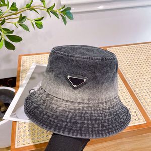 Designer Tie-dyed Denim Fisherman Caps Bucket Hats for Mens Womens Luxury Wide Brim Summer Beach Holiday Getaway Cotton Fitted Sportwear Casquette Gorras Black