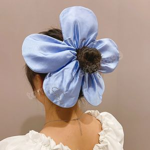 Grande anello per capelli a fiore Corda per capelli per donne Ragazze Scrunchies per capelli in tessuto Moda femminile Principessa Coda di cavallo Accessori per capelli in corda