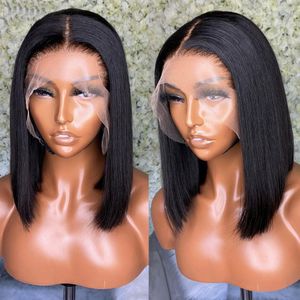 Perucas de renda frontal para mulheres 13x4 Bone Straight Bob Hair Wigs Humain 220 Density Human Hair Wigs